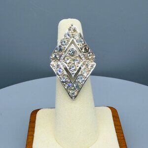 Vintage Sarah Coventry Parisienne Night Ring Silver Tone Rhinestone Size 5 1/2"